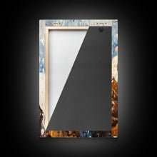 Load image into Gallery viewer, Cowboy Drinking Hot Cocoa Framed Canvas Print - Cozy Winter Wall Art 2024 Rustic Christmas Decor and Gift Idea
