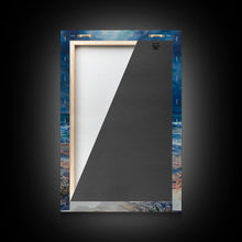 Cargar imagen en el visor de la galería, Christmas by the Bonfire Framed Canvas Print Family Gathering Around Christmas Tree Beach, Coastal Holiday Wall Art Nautical Christmas Decor
