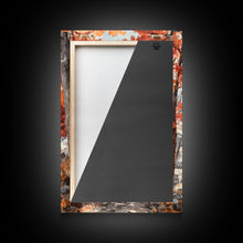 Load image into Gallery viewer, Cowboy riding through autumn forest, Framed Canvas Print, fall landscape wall art, western style decor for cozy homes, perfect gift idea
