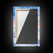 Load image into Gallery viewer, Cowboy riding through snowy sunset, Framed Canvas Print, winter landscape wall art, western decor for above sofa, rustic holiday decor
