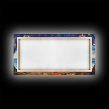 Carregar imagem no visualizador da galeria, Canvas Print Beach Bonfire with Surfboards Under Stars, Coastal Christmas Art, Tropical Holiday Wall Art, Beach Christmas Decor
