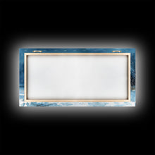 Cargar imagen en el visor de la galería, Coastal Christmas cabin decor, winter beach house art, snowy holiday seaside print, cozy Christmas wall art, framed canvas print
