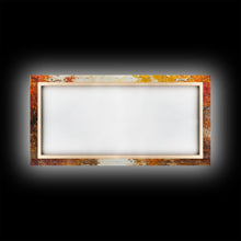 Load image into Gallery viewer, Cowboy sitting by campfire near a lake in the woods with autumn leaves, Framed Canvas Print, moody fall wall art, rustic western home decor
