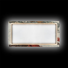 Load image into Gallery viewer, Cowgirl Laying In The Snow Framed Canvas Print, Cute Rustic Decor, Cowgirl Portrait Painting, Winter Wall Art
