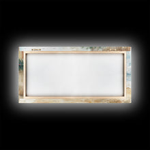 Load image into Gallery viewer, Christmas Tree On Sandy Beach With Surfboard Coastal Decor Framed Canvas Print, Beach Christmas Decor Wall Art
