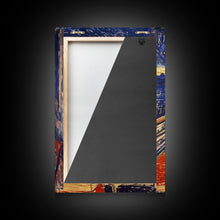 Load image into Gallery viewer, Spooky Skeleton Dude Eatin&#39; a Pizza, Starry Night Inspired Funny Halloween Art, Framed Canvas Print
