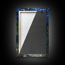 Load image into Gallery viewer, Dark Forest Path with Pumpkins Framed Canvas Print, Halloween Wall Art, Starry Night Inspired, Home Decor, Spooky Art, Living Room Decor
