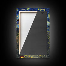 Load image into Gallery viewer, Spooky Starry Night Inspired Haunted Grave Yard Framed Canvas Print, Spooky Season Halloween Art
