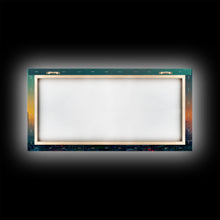 Load image into Gallery viewer, Cyberpunk city canvas art, video game concept art, living room wall art, dystopian art, outrun style city at sunset, man cave wall art
