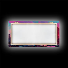 Load image into Gallery viewer, Cyber punk city skyline canvas print, outrun sunset, synthwave, vapor wave, dystopian city at sun set, mancave wall art, video game concept
