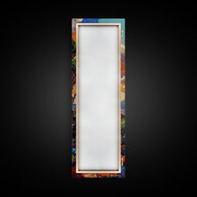 Load image into Gallery viewer, Colorful Textured Canvas Painting of Erupting Volcano Landscape, Tall and Narrow Vertical Art for Office, Mountain Wall Art Prints Framed
