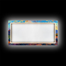 Load image into Gallery viewer, Desert Sunset with Cacti and Mountains, Abstract Southwestern Art, Framed Canvas Print, Rustic Boho Wall Decor, Living Room Art
