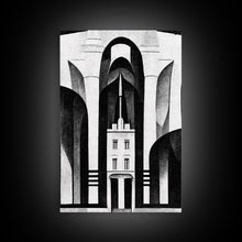 Carregar imagem no visualizador da galeria, Art Deco Black And White Art Print, Art Deco Architecture, Framed Canvas Print, Ready To Hang Framed Wall Art, Living Room Wall Hanging
