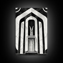 Carregar imagem no visualizador da galeria, Art Deco Black And White Art Print, Art Deco Architecture, Framed Canvas Print, Ready To Hang Framed Wall Art, Living Room Wall Hanging
