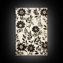 Carregar imagem no visualizador da galeria, Black and White Floral Print, 3 Piece Framed Canvas Art, Boho Rustic Farmhouse Decor, Living Room Art, Minimalist Wall Art
