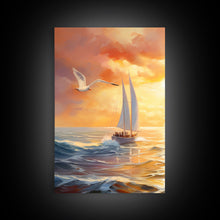 Carregar imagem no visualizador da galeria, Beautiful Ocean At Sunset 3 Piece Canvas Print Wall Art, Above Sofa, Abstract Art, Modern Art, Minimalism Lakehouse Decor
