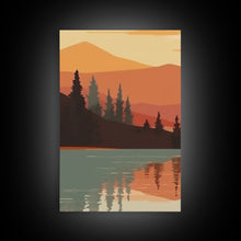 Carregar imagem no visualizador da galeria, Framed Canvas Wall Art Set of 3 Sunset Forest Landscape Abstract Illustrations Prints Modern Art Minimalist Boho Wall Decor, 3 Piece Art
