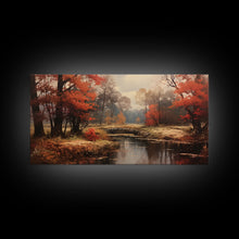 Carregar imagem no visualizador da galeria, Fall Decor Framed Canvas Print | Trees With Falling Leaves | Fall Wedding Decor | Fall Home Decor | Fall Wall Decor | Rustic Fall Decor

