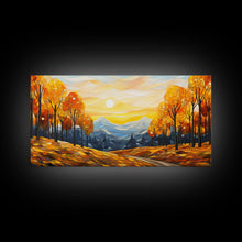 Carregar imagem no visualizador da galeria, Fall Trees, Autumn Wall Art, Abstract Nature Painting, Sunset Art, College Dorm Decor, Camper Wall Decor, Canvas Wall Art, Panoramic Art
