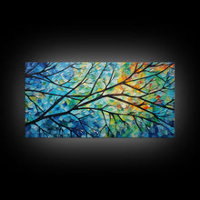 Carregar imagem no visualizador da galeria, Beautiful Impasto Style Tree Branch&amp; Leaves Canvas Print, Framed Wall Art, Above Sofa Art, Air BNB Decor, Framed Wall Decor, Centerpiece Art
