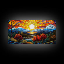 Cargar imagen en el visor de la galería, Stained Glass Wall Art, Abstract Wall Print, Sunset Art, Canvas Print, Wall Hanging, Panoramic Art, Bookshelf Decor, New Home Gift Ideas
