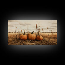Carregar imagem no visualizador da galeria, Autumn Wall Art, Pumpkin Decor, Farm Wall Art, Canvas Print, Wall Hanging, Panoramic Art, Farmhouse Wall Decor, Housewarming Gift, RV Decor
