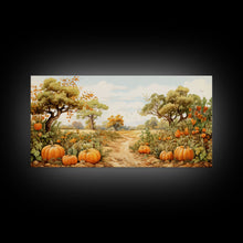 Cargar imagen en el visor de la galería, Fall Wall Art, Pumpkin Decor, Nature Wall Art, Canvas Print, Wall Hanging, Panoramic Art, Living Room Prints, Country Home Wall Art, RV Art
