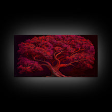 Load image into Gallery viewer, Blood red tree, fantasy horror art, framed canvas print
