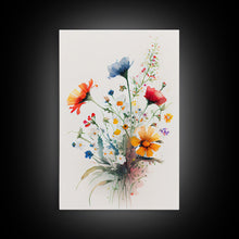 Load image into Gallery viewer, Colorful wildflowers, beautiful floral art, framed canvas print
