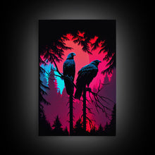 Load image into Gallery viewer, Birds of Prey sitting in a tree, Red-Tailed Hawk art, framed canvas print, birds of prey, hunter birds, animal art
