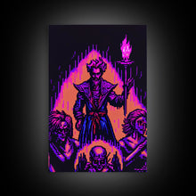 Carregar imagem no visualizador da galeria, Tabletop RPG pixel art, Human Warlock Art, framed canvas print, framed game room decor
