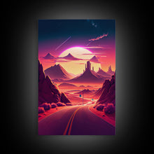 Load image into Gallery viewer, Apache Trail Scenic Drive, Framed Canvas Print, Roads of Arizona, retro style art
