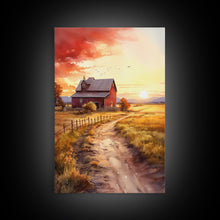 Load image into Gallery viewer, Barn Wall Art - Rustic Red Canvas Print - Farmhouse Chic Decor
