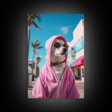 Cargar imagen en el visor de la galería, Chihuahua Wall Print, Dog Wall Art, Dog Sunglasses, Pink Hoodie, Funny Wall Art, Framed Wall Art, Framed Canvas, Wall Print, Wall Canvas
