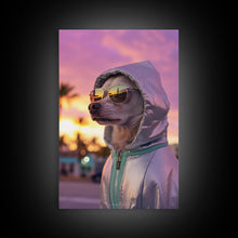 Cargar imagen en el visor de la galería, Chihuahua Wall Print, Dog Wall Art, Dog Sunglasses, Dog In Pink Hoodie, Funny Art, Framed Wall Art, Framed Canvas, Wall Print, Wall Canvas
