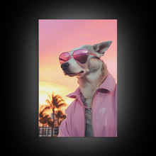 Cargar imagen en el visor de la galería, Chihuahua Wall Print, Dog Wall Art, Dog Sunglasses, Dog In Pink Jacket, Funny Art, Framed Wall Art, Framed Canvas, Wall Print, Wall Canvas

