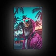 Cargar imagen en el visor de la galería, Corgi In Hot Pink Hoodie Sunglasses Wall Print, Dog Portrait, Dog Art Print, Framed Wall Art, Framed Canvas, Wall Print, Wall Canvas

