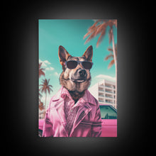 Carregar imagem no visualizador da galeria, German Shepherd Pink Suit Wall Print, Animal Wall Art, Dog Portrait, Dog Art Print, Framed Wall Art, Framed Canvas, Wall Print, Wall Canvas
