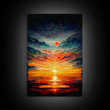 Carregar imagem no visualizador da galeria, Abstract sunset and clouds canvas print, beautiful oil painting print, nature and landscape wall art, ready to hang
