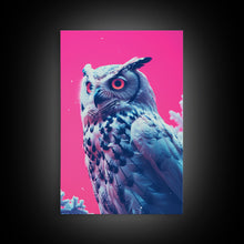 Carregar imagem no visualizador da galeria, Bird Art, Owl Wall Print, Animal Art Print, Abstract Art, Animal Portrait, Pink Art, Framed Wall Art, Framed Canvas, Wall Print, Wall Canvas
