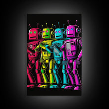 Load image into Gallery viewer, 1950s Style Scifi Robot Art, Art Deco Scifi Poster Art on Canvas, Framed Canvas Print, Game Room Decor
