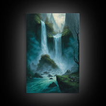 Carregar imagem no visualizador da galeria, Fantasy Waterfall Oil Painting Canvas Print, Framed Canvas Art, Living Room Wall Decoration
