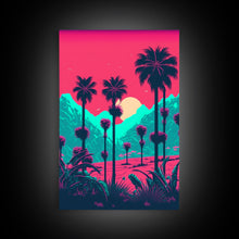 Carregar imagem no visualizador da galeria, California Desert Art, Retro / Vaporwave / Synthwave 80s Vibes 3 Piece Canvas Prints, Game Room Art, Living Room / Bed Room Retro Decor
