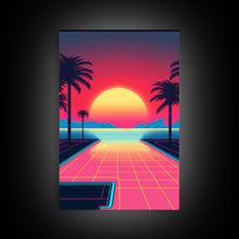 Load image into Gallery viewer, Retro 80s Style Art, 3 Panel Framed Canvas Prints, Canvas Wall Art, Synthwave / Vaporwave Aesthetic Retro Style Wall Art
