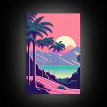 Load image into Gallery viewer, Retro 80s Style Art, 3 Panel Framed Canvas Prints, Canvas Wall Art, Synthwave / Vaporwave Aesthetic Retro Style Wall Art, Pink Wall Decor
