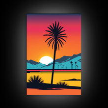 Load image into Gallery viewer, Desert Art, California Themed Wall Art, Framed Canvas Prints, 3 Piece Wall Art, 3 Panel Triptych Art, Retro Style, Orange Hues Art
