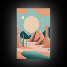 Load image into Gallery viewer, Scandinavian Inspired Midwestern Pop Art, Minimalist Boho Style Desert Landscape, Framed Canvas Print, Western Abstract Art
