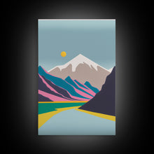 Load image into Gallery viewer, Surrealist Mountain Landscape, Abstract, Framed Canvas Print, Pink Mountains
