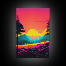 Load image into Gallery viewer, Retro Pop Art Landscape, Surrealist / Psychedelic Art, Framed Canvas Print, Nature Art
