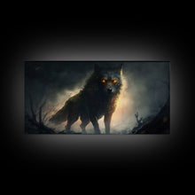 Load image into Gallery viewer, The Great Wolf Fenrir, Framed Canvas Print, Norse Mythology, Fantasy Art
